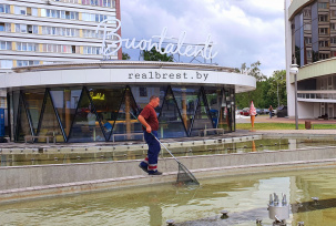 Хотите увидеть, как в Бресте на Советской чистят фонтан?